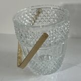 Vintage gold cast glass ice bucket.