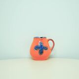 Vintage orange and blue flower west germany jug carstens