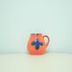 Vintage orange and blue flower west germany jug carstens