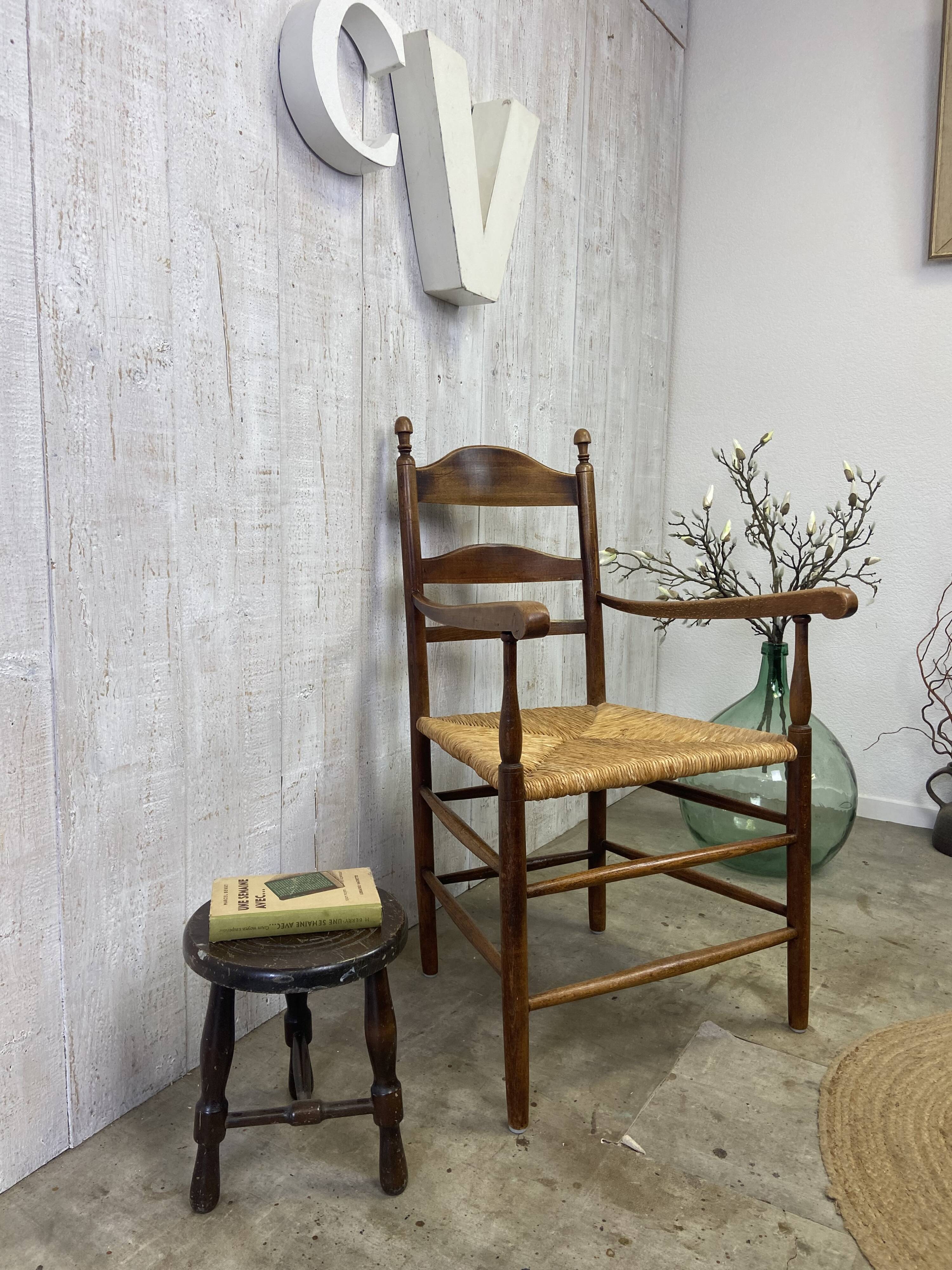 Vintage straw armchair