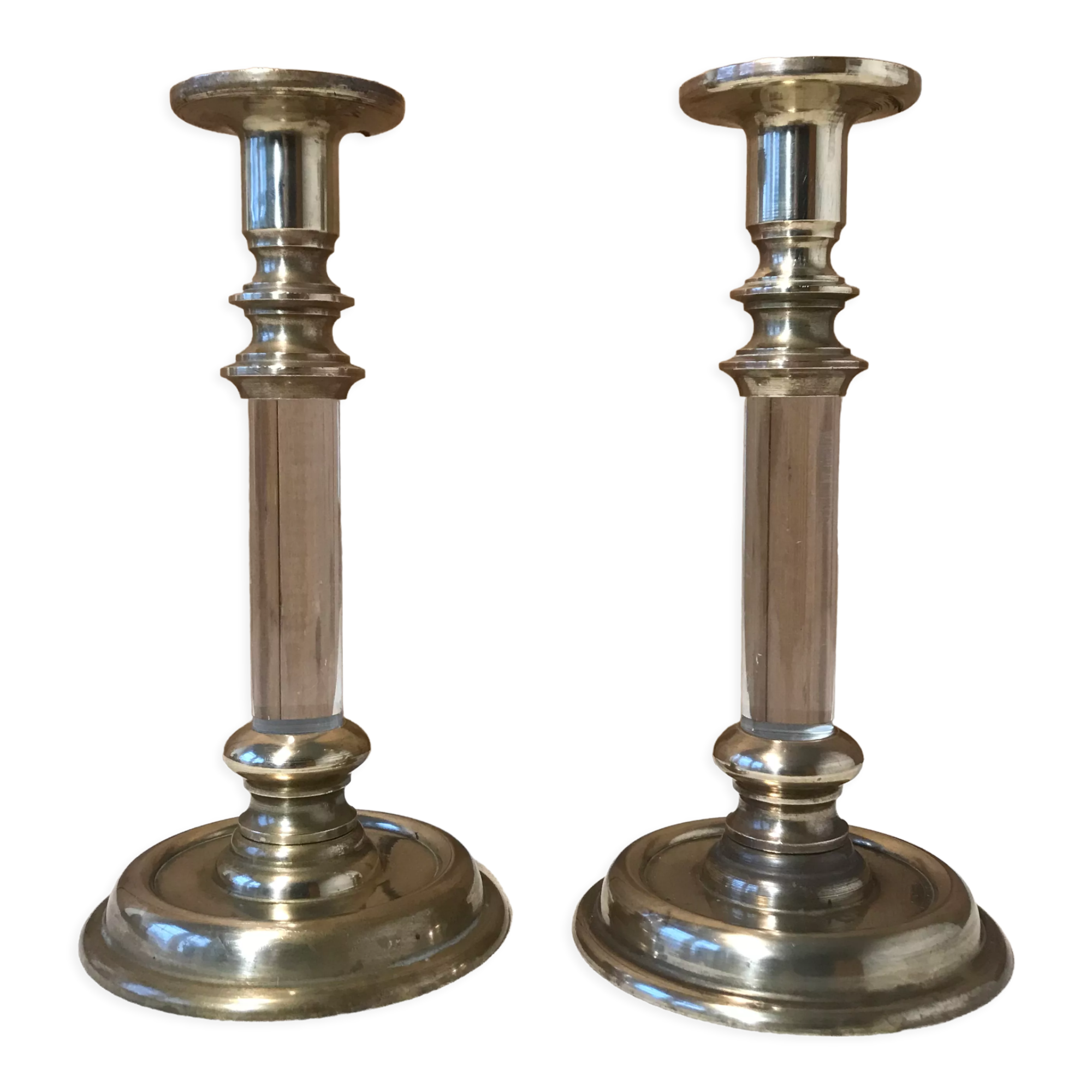Pair of vintage brass candle holders