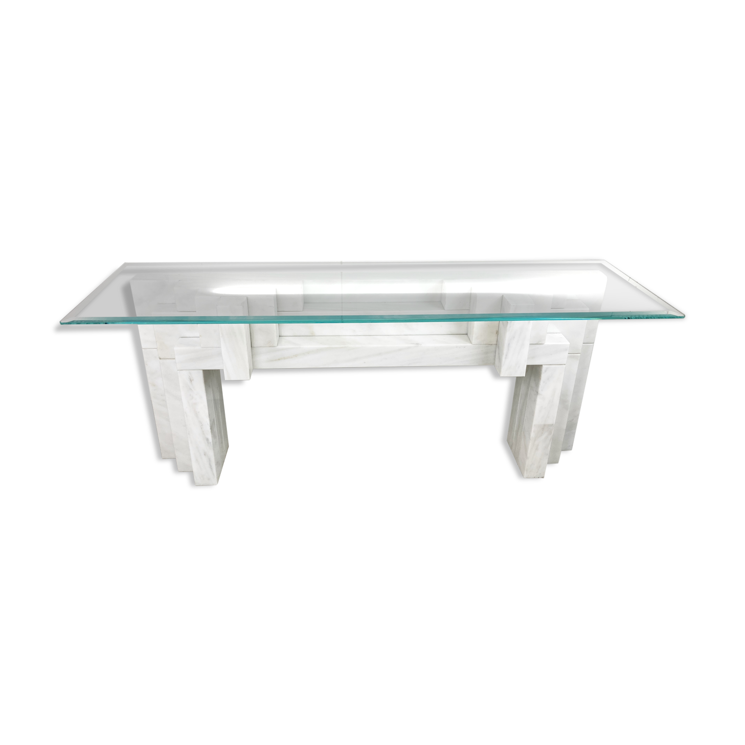 Vintage white marble console table Italy, 1980s