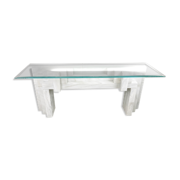 Vintage white marble console table Italy, 1980s