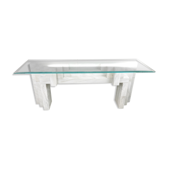 Vintage white marble console table Italy, 1980s