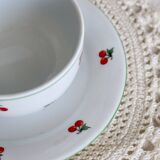 Vintage porcelain cup and saucer - Cherry pattern