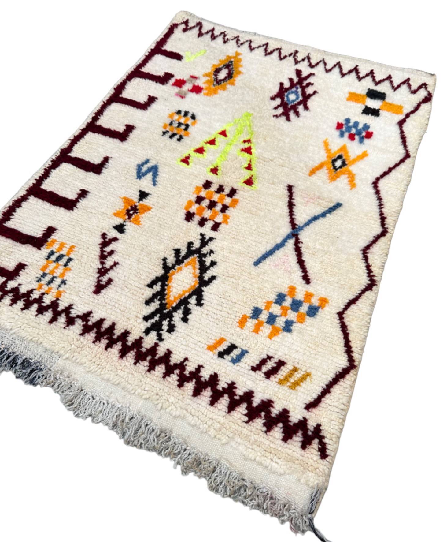 Moroccan Berber Rug - Moroccan Wool Rug - New Azilal Rug - Beni ourain Style