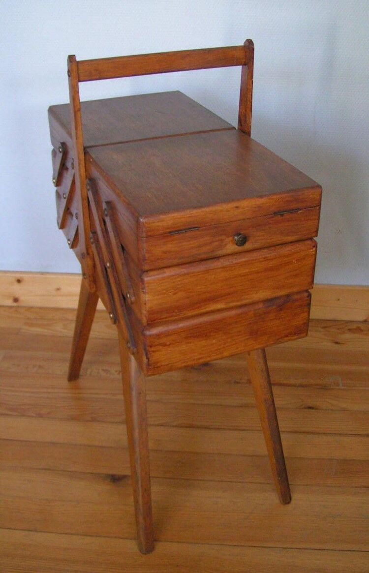 Worker sewing box feet compass