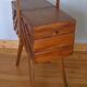 Worker sewing box feet compass