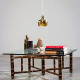 Square coffee table in vintage bamboo 1970 by McGuire model BA - 13 C