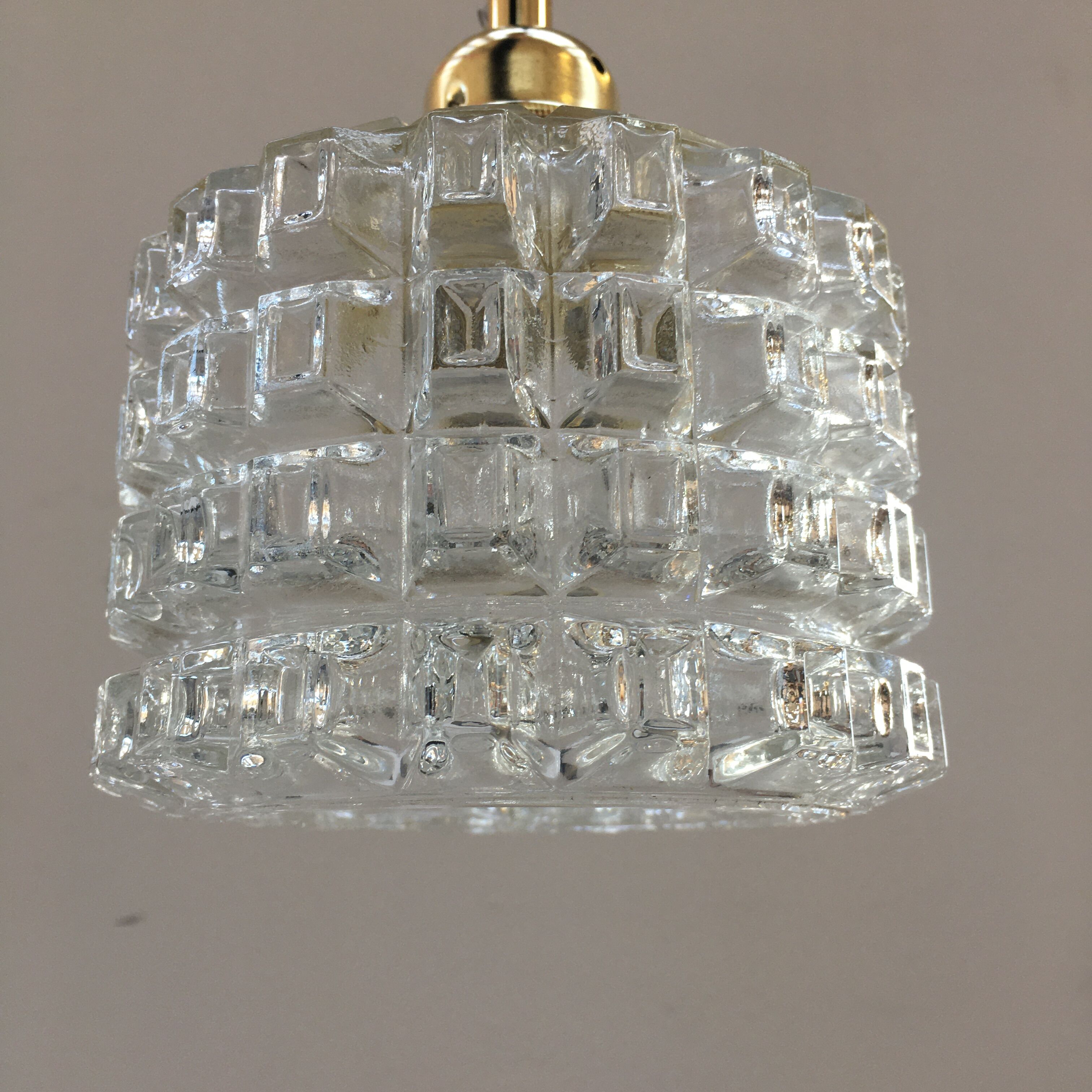 Vintage molded glass pendant lamp