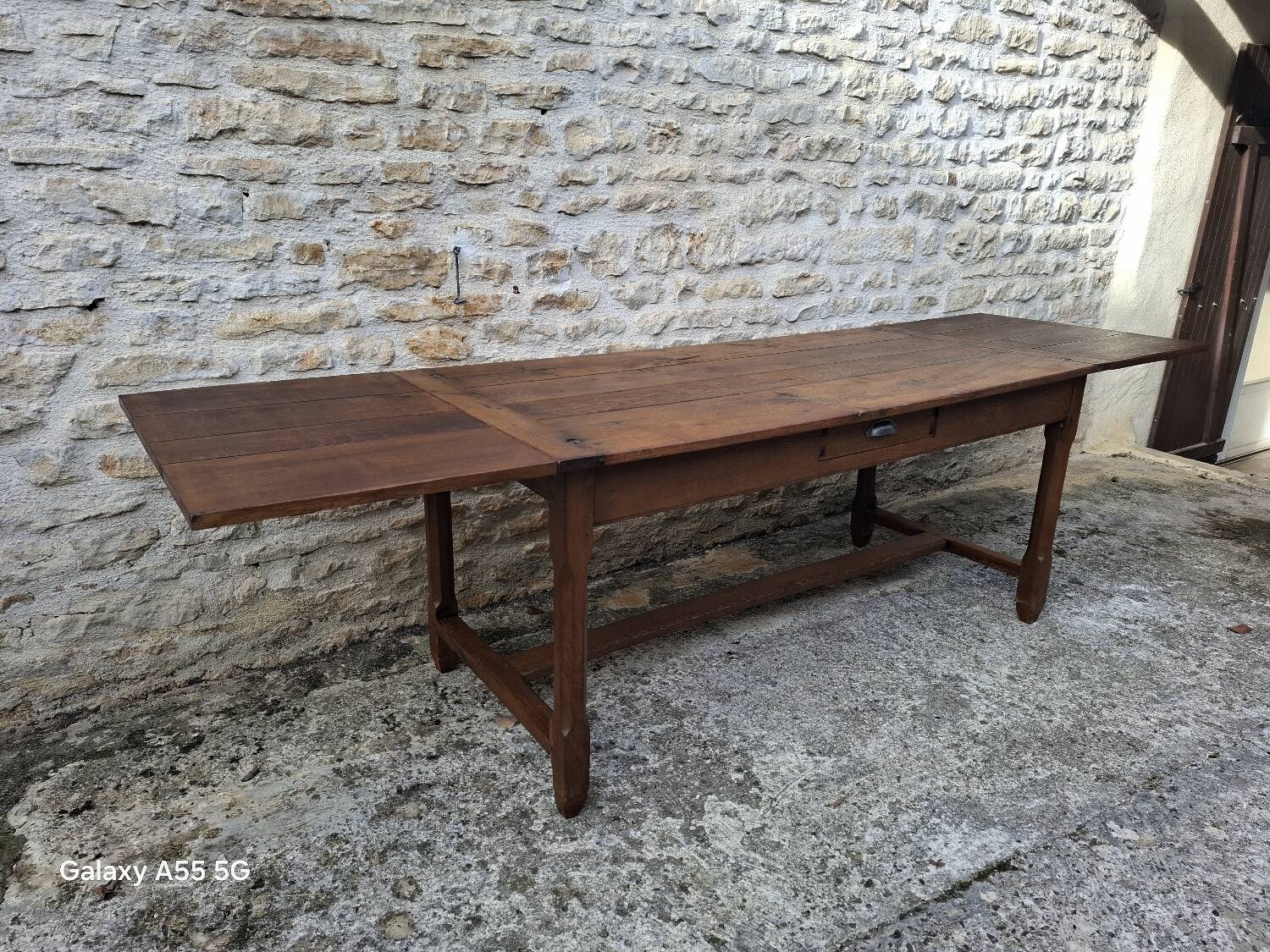 Extendable oak farmhouse table