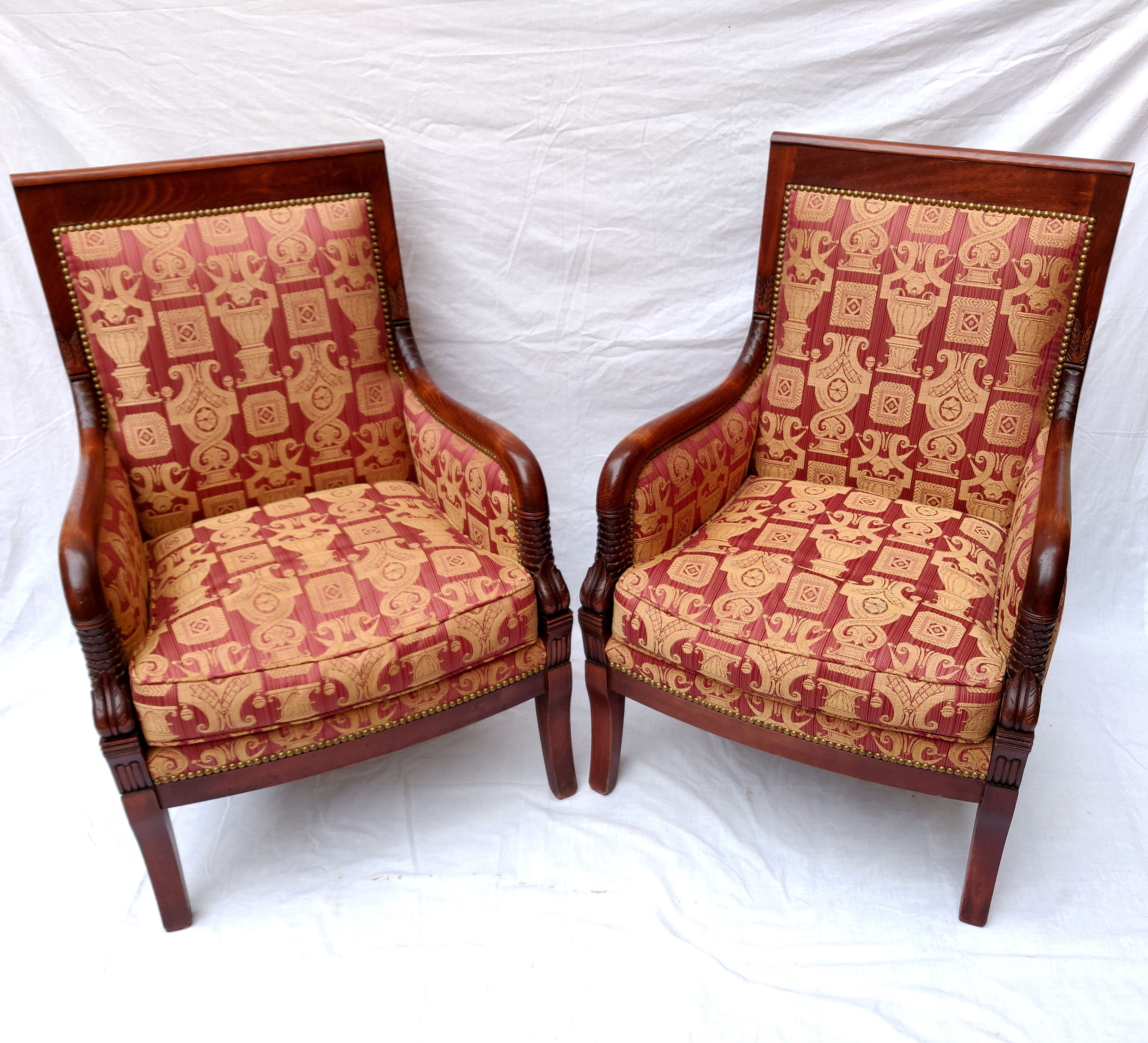 Pair of Empire mahogany armchairs