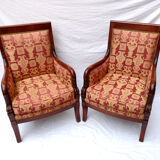 Pair of Empire mahogany armchairs