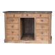 Exceptional pharmacy counter in solid pine and marble (19th century).