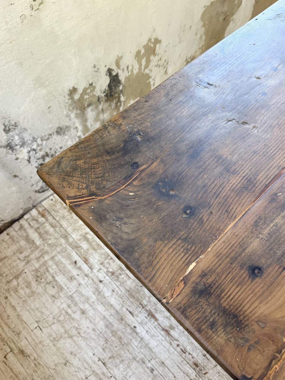 1950s oak farmhouse table with spindle legs