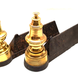 Old pair of chenet bronze and cast deco fireplace