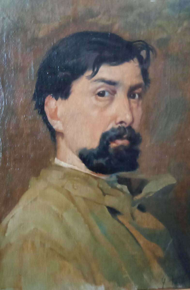 Oil portrait on canvas from the 1920s - painted on the back - Giuseppe Torelli (1881 -1959)