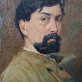 Oil portrait on canvas from the 1920s - painted on the back - Giuseppe Torelli (1881 -1959)