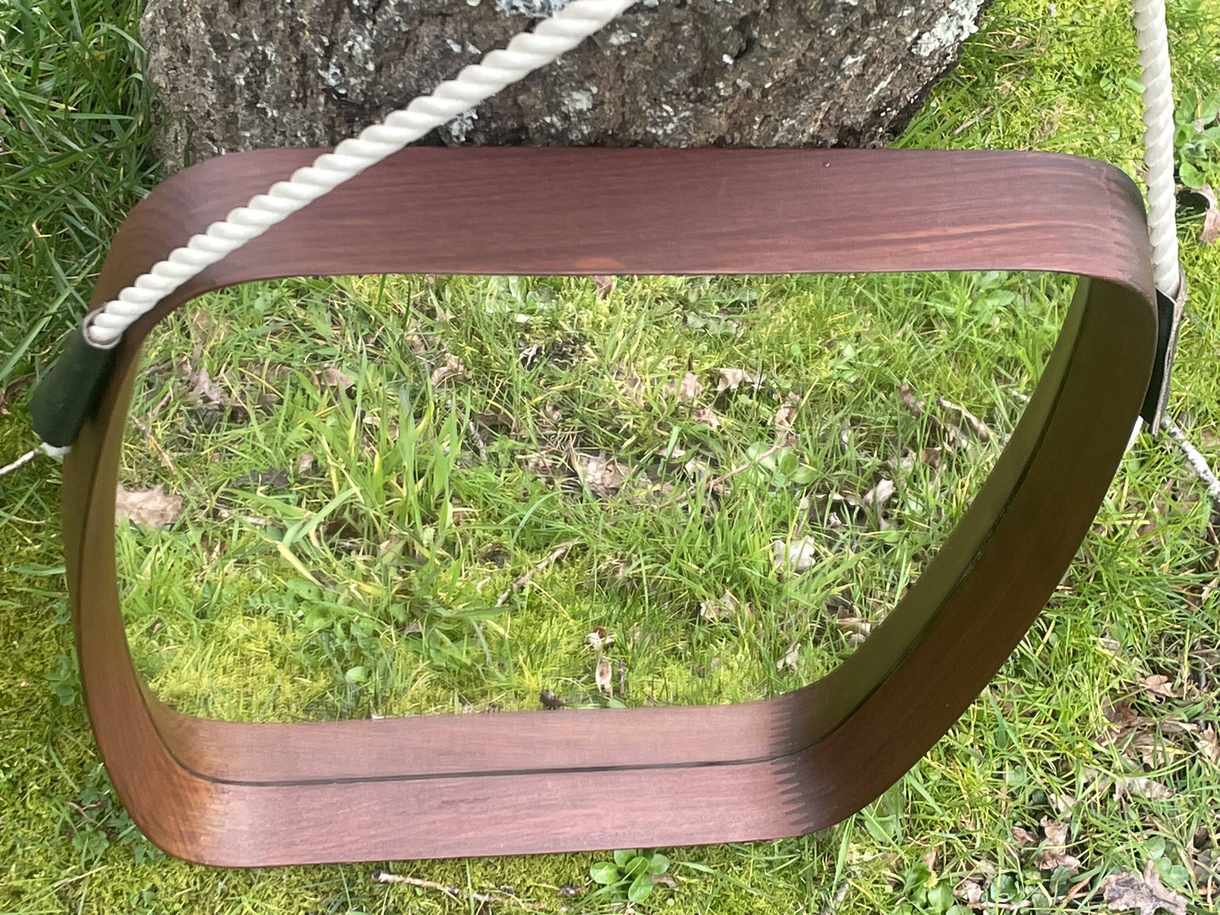 Old scandinavian teak mirror barrel shape vintage 50/60