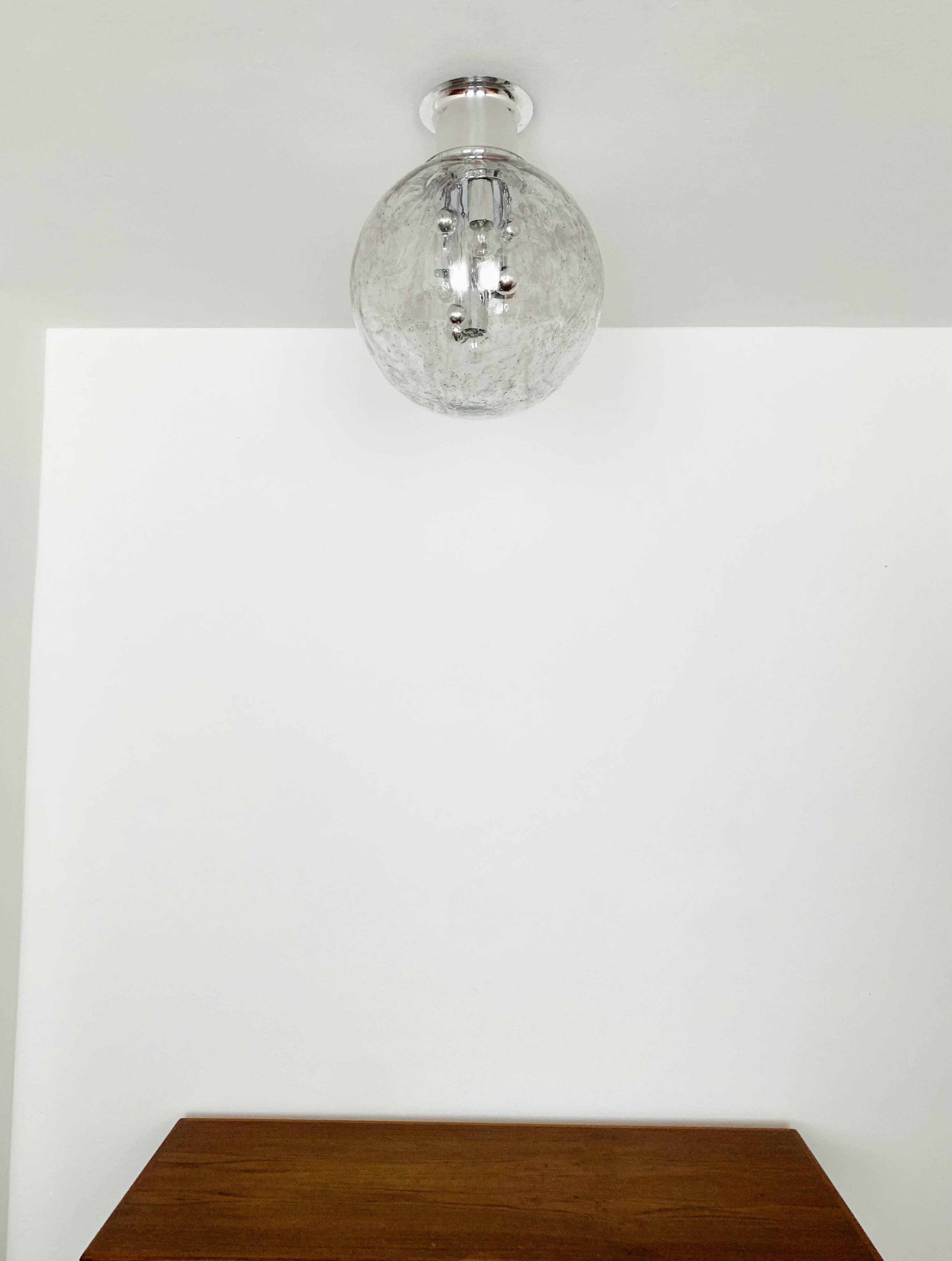 Grande lampe encastrée en verre glacé par Doria