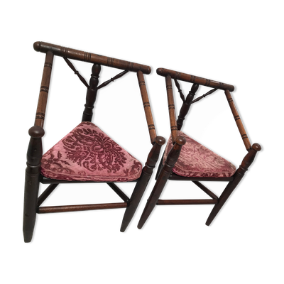 Paire de fauteuils de forme triangulaire antique anglais  années 1900