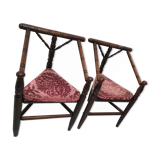 Pair of antique English triangular armchairs 1900s