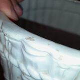 Porte-parapluie vintage italien en céramique blanche style bambou