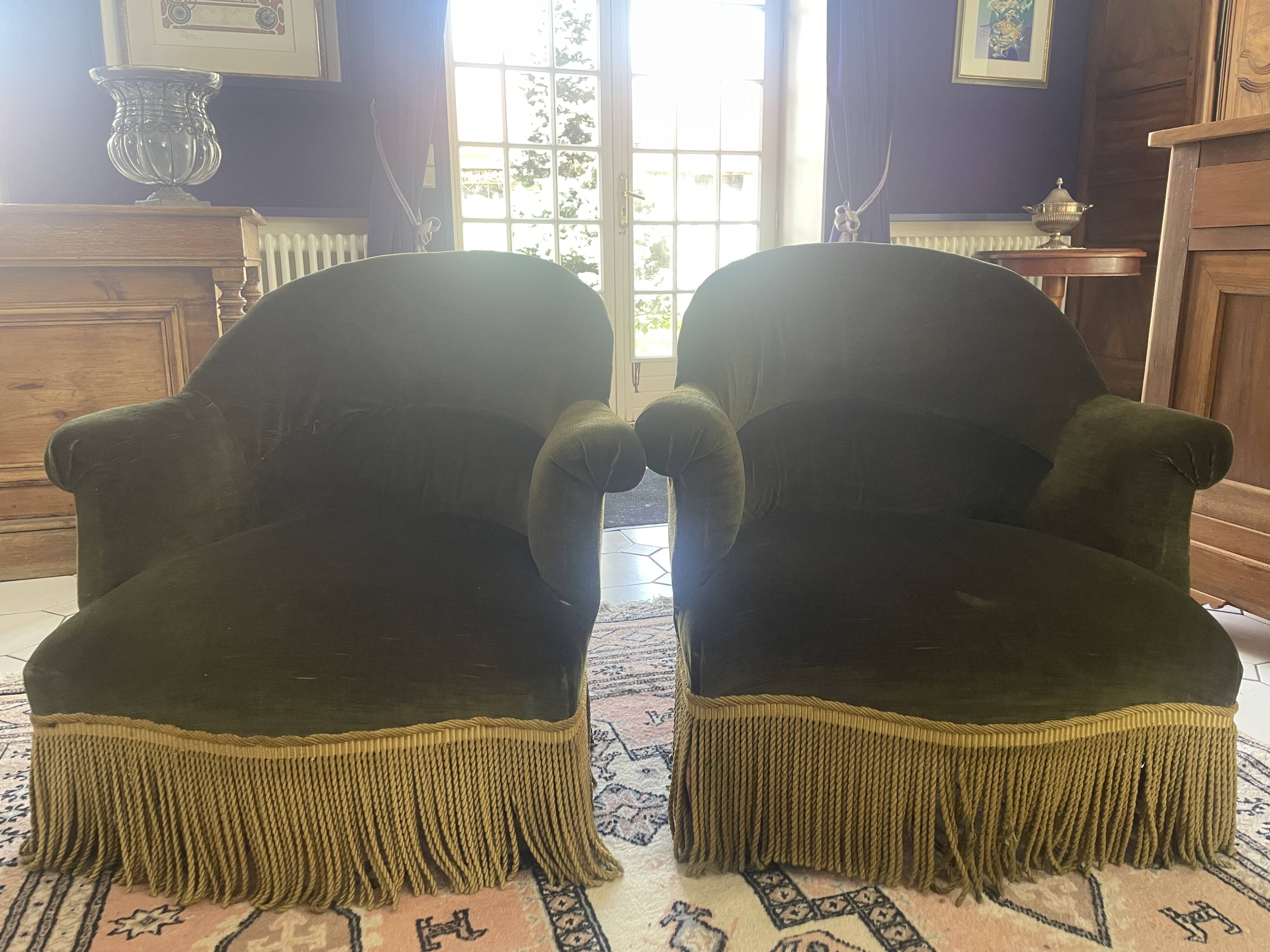 Pair of toadstool armchairs