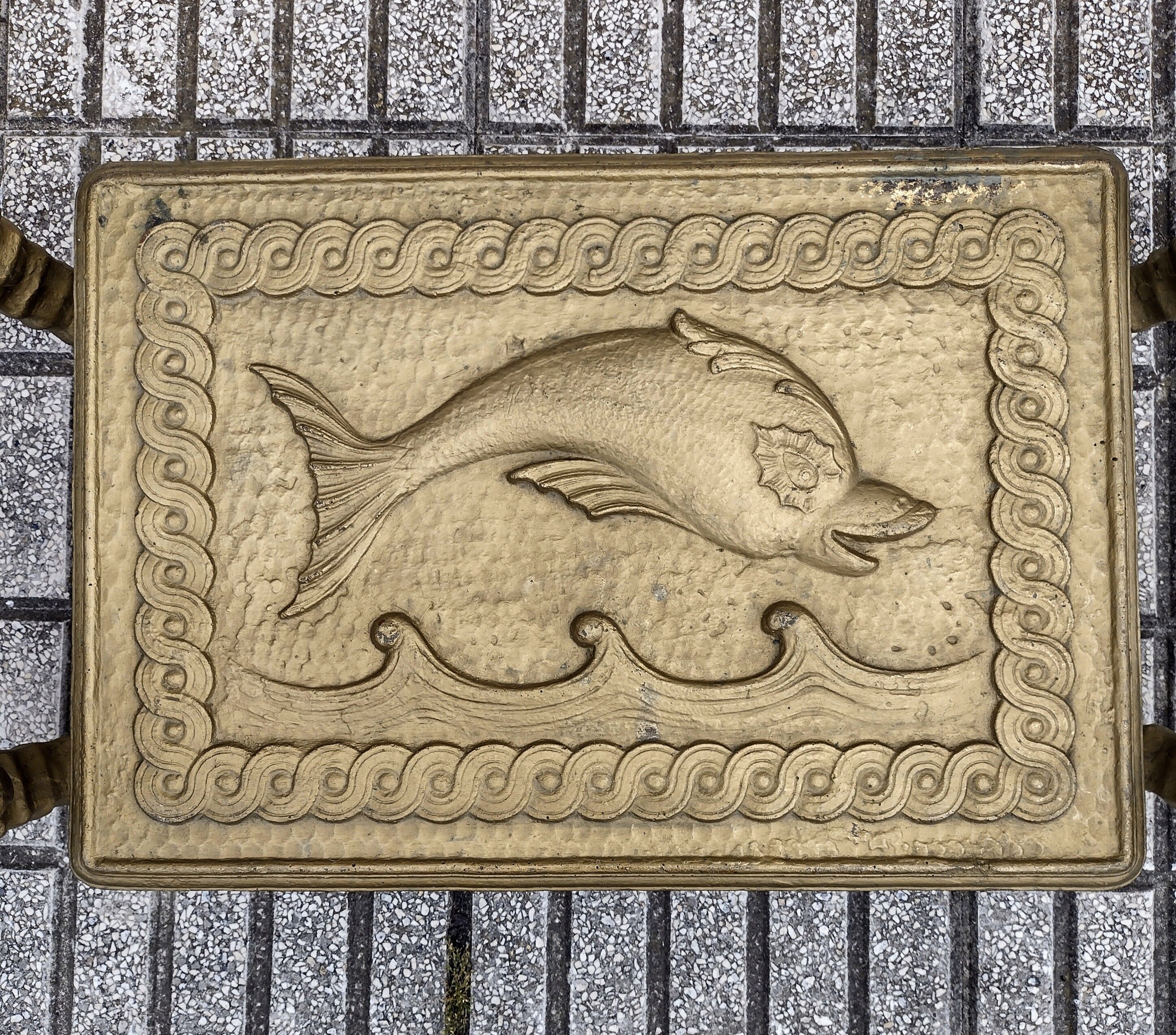 Gilt metal Seahorse coffee table with smoked glass