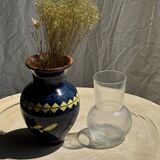 Ribbed glass ball vase
