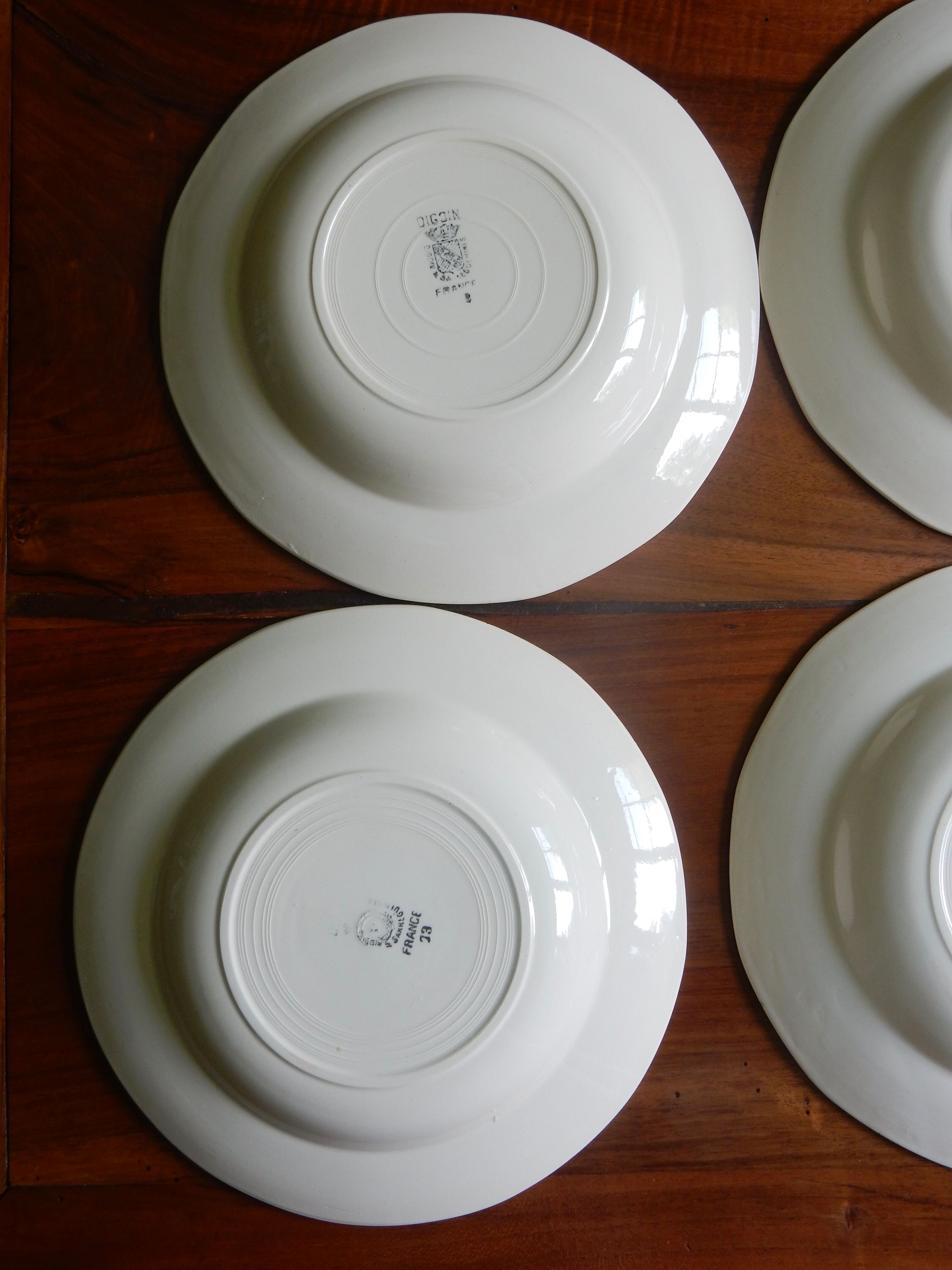 6 hollow plates Digoin Sarreguemines / Pattern Blue Roses