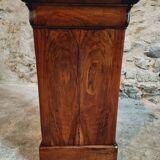 Antique Louis-Philippe style bedside table with walnut veneer and marble top