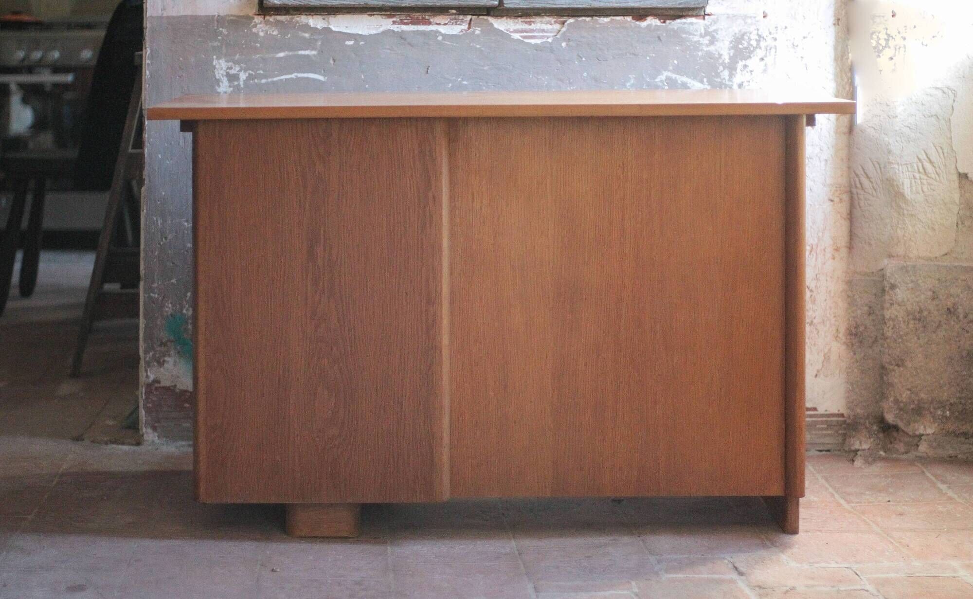 Vintage desk, children's wooden desk in art deco style, desk with drawers