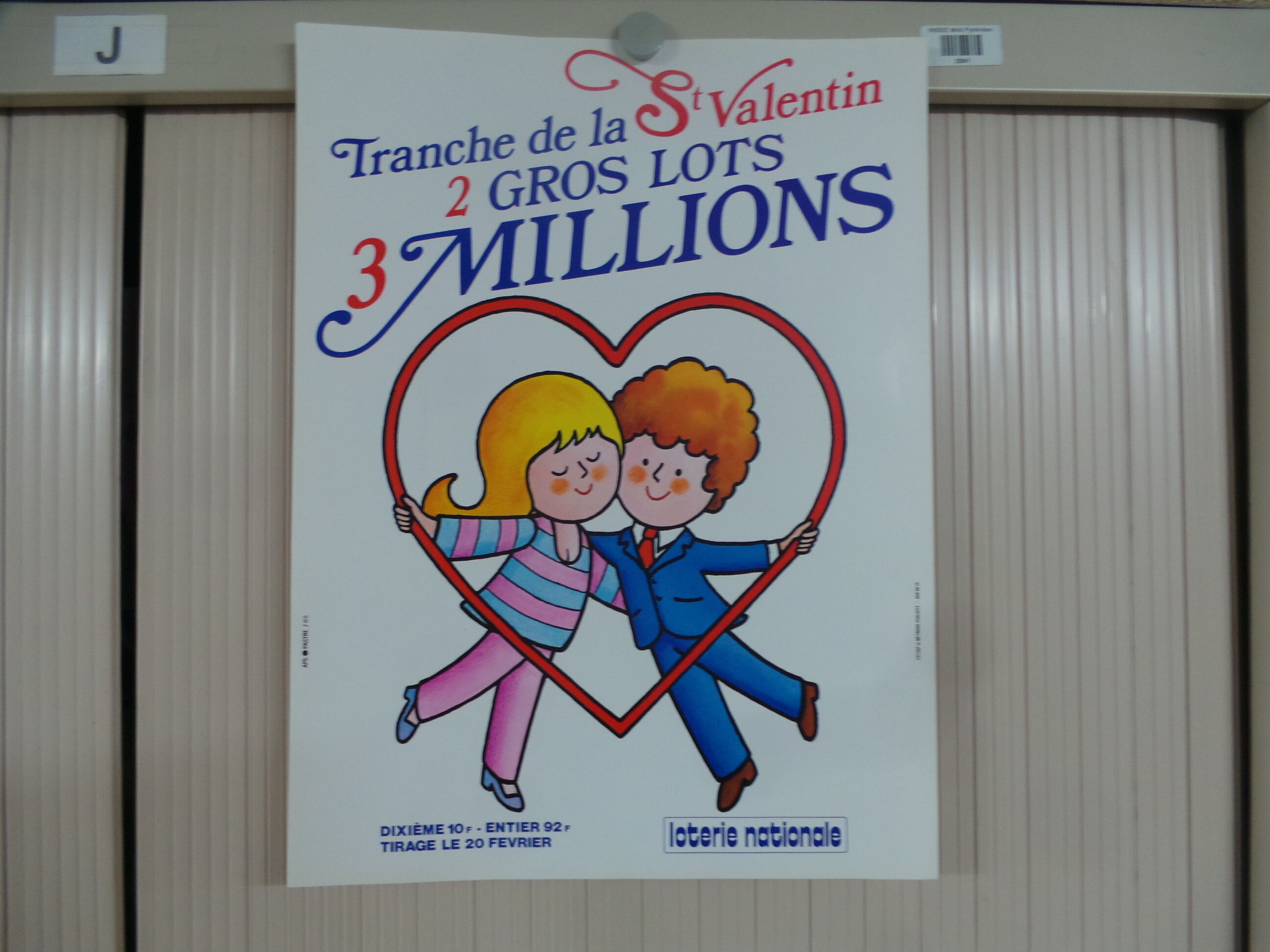 Original National Lottery poster Valentine's Day 2 jackpots 1985