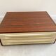Mid Century rosewood cabinet with 2 beige plastic drawers