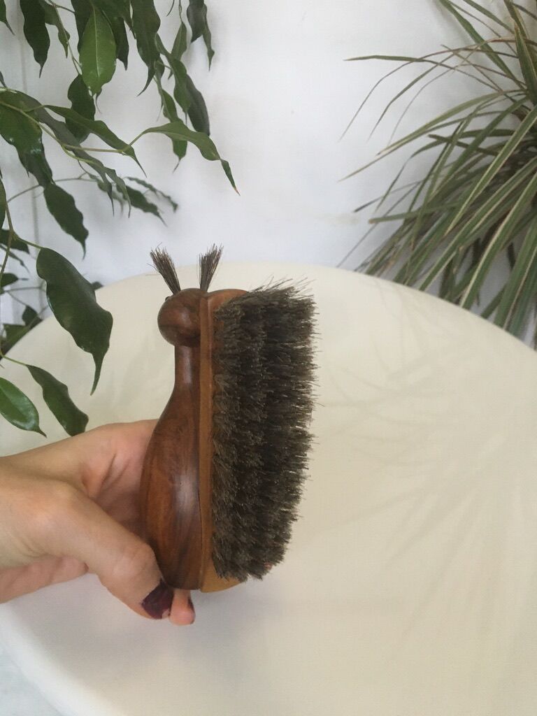 Scandinavian teak squirrel clothing brush