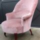 Ancien Fauteuil Crapaud velours Rose Pâle/Style Louis XV