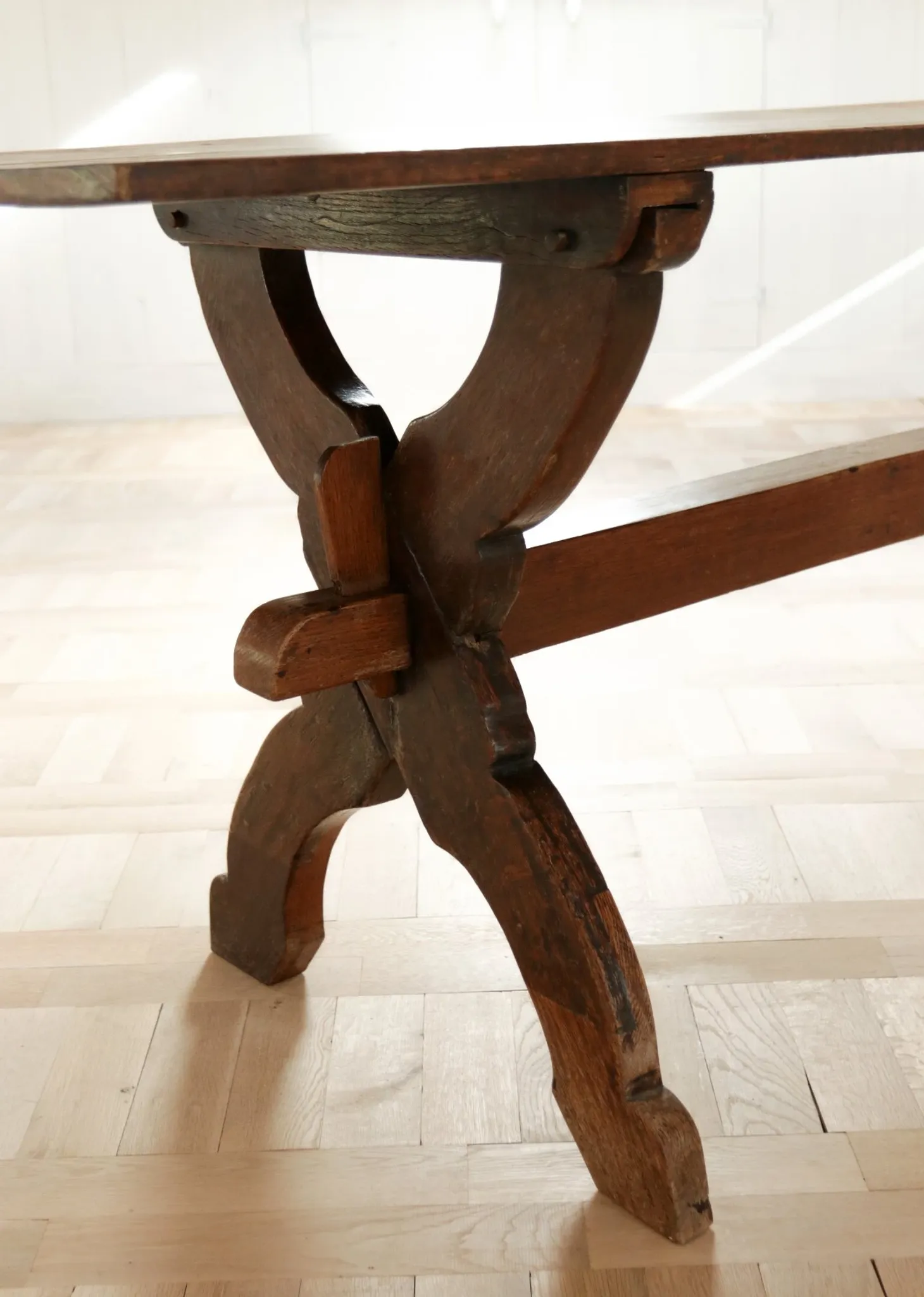 17th-century French oak refectory table / trestle table – 240 cm