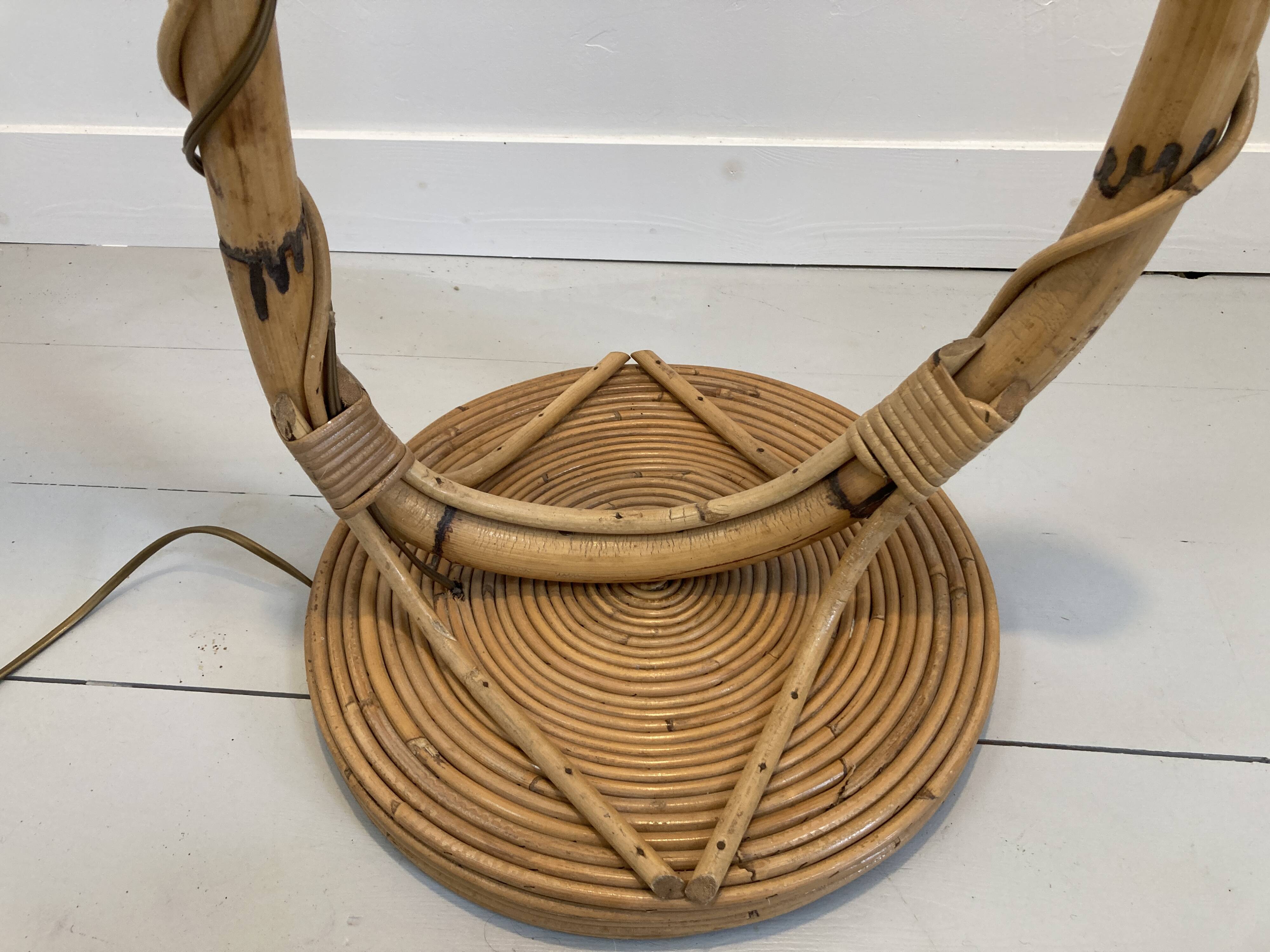 Louis Sognot vintage rattan floor lamp
