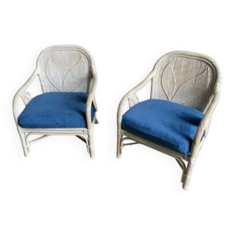 Paire de fauteuils rotin