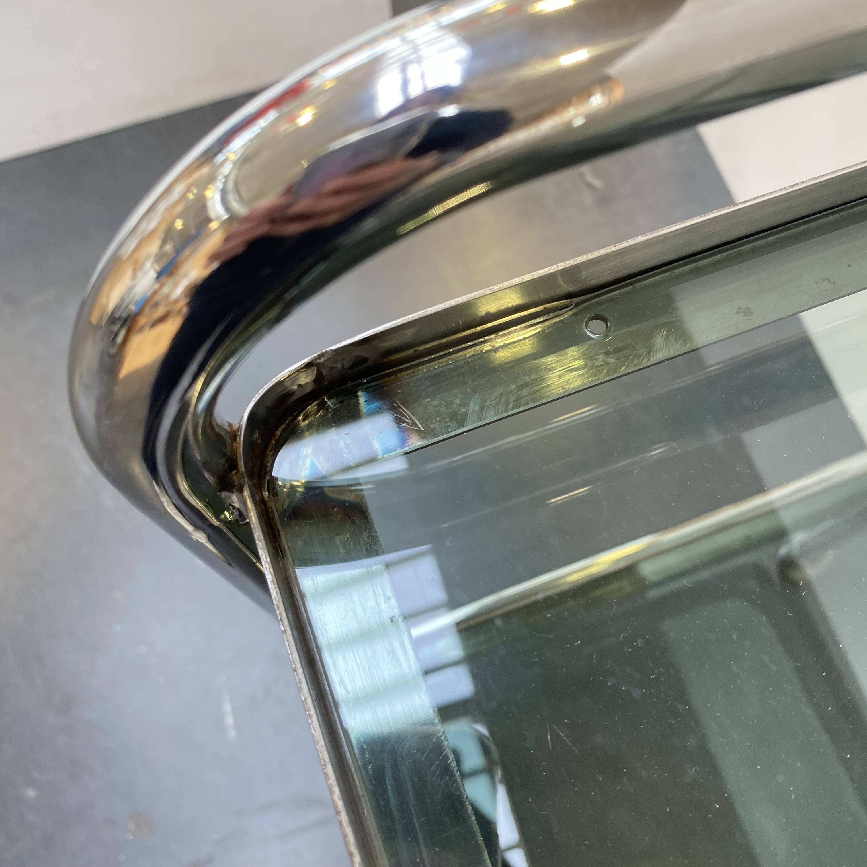 70s chrome and smoked glass server