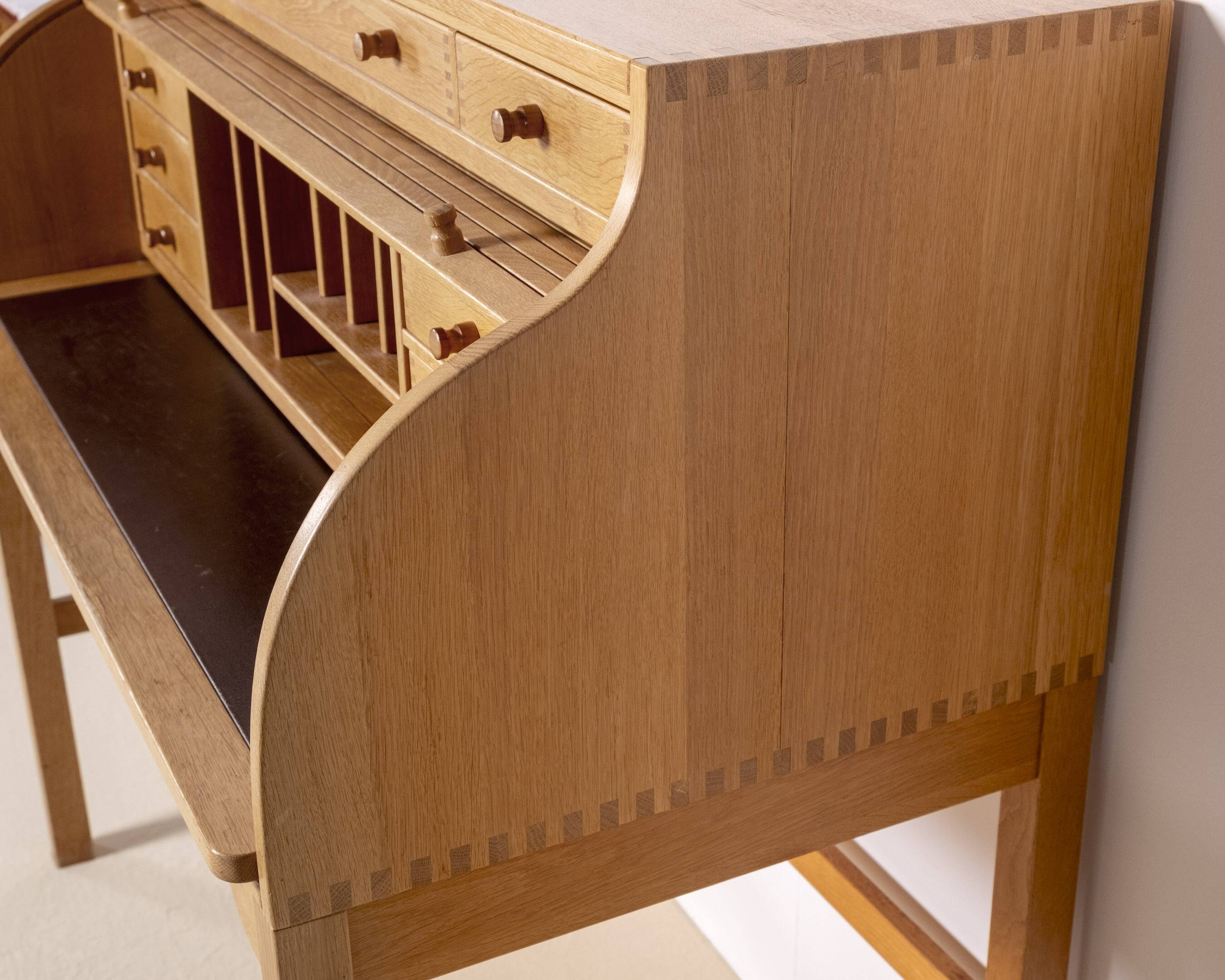 Andreas Hansen Roll Top Desk Secretary in Oak, 1970s Hadsten Traeindustri