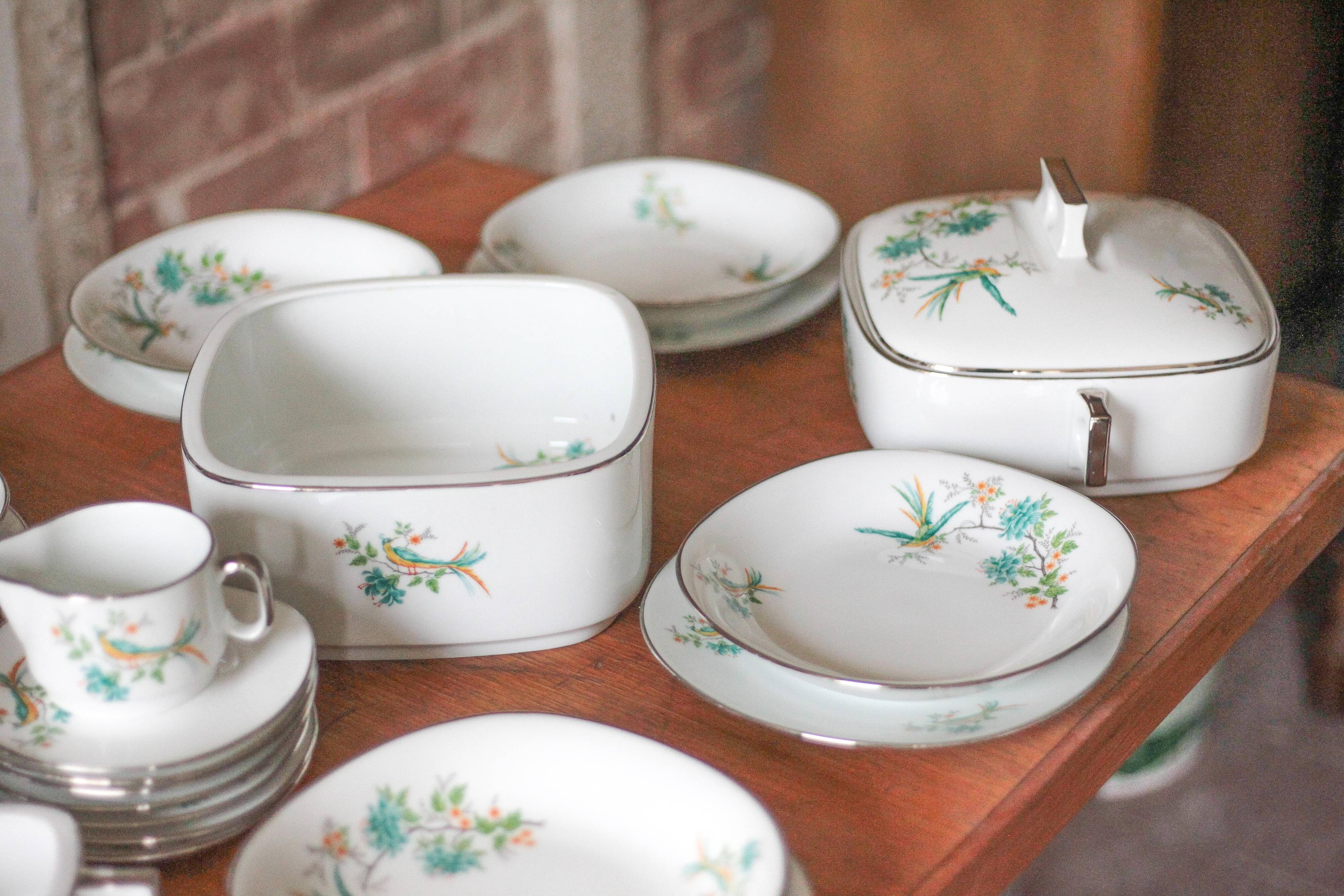 Limoges porcelain table service J.R.S Paradise bird, decor