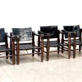 Fauteuils safari vintage en cuir, 1960