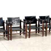 Fauteuils safari vintage en cuir, 1960