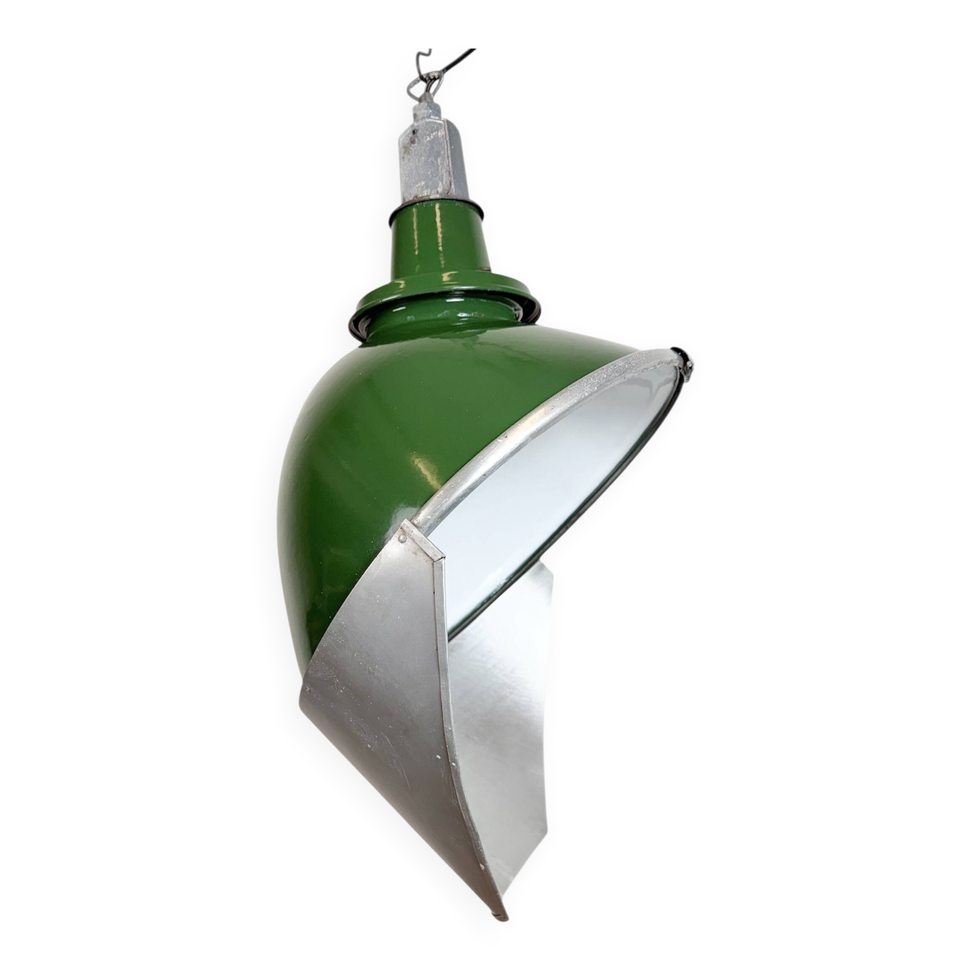 Large Industrial Green Enamel Factory Pendant Lamp from Benjamin, 1960s