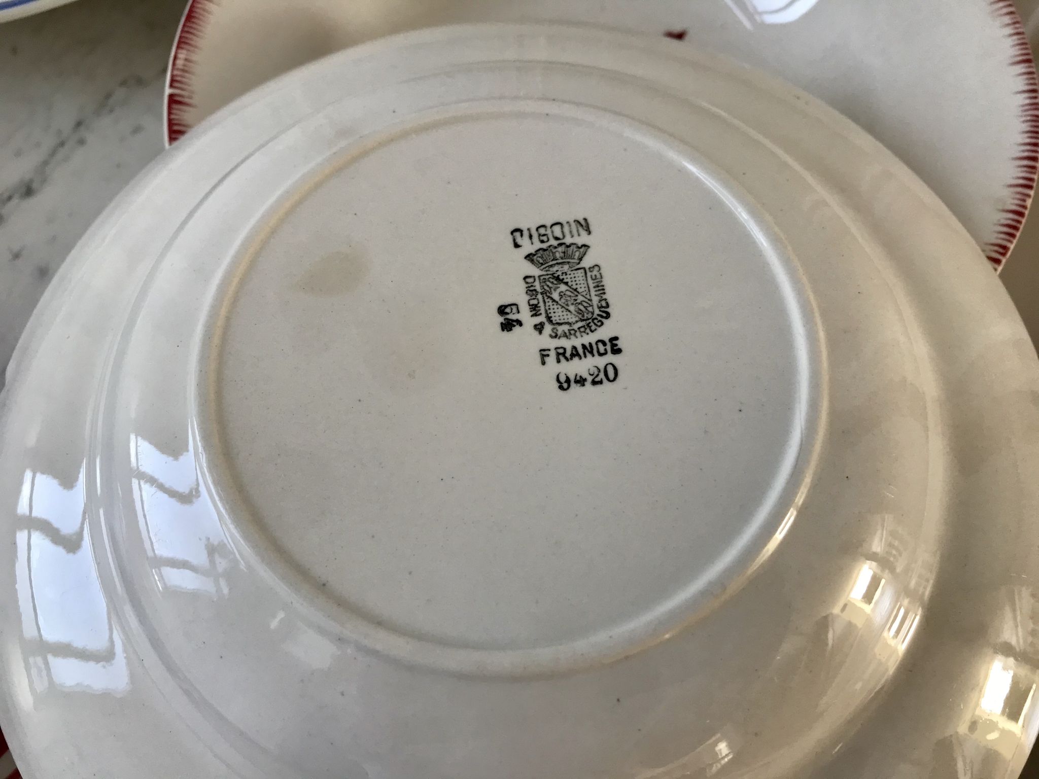 Set of 6 mismatched hollow plates Digoin Sarreguemines and Lunéville 40s