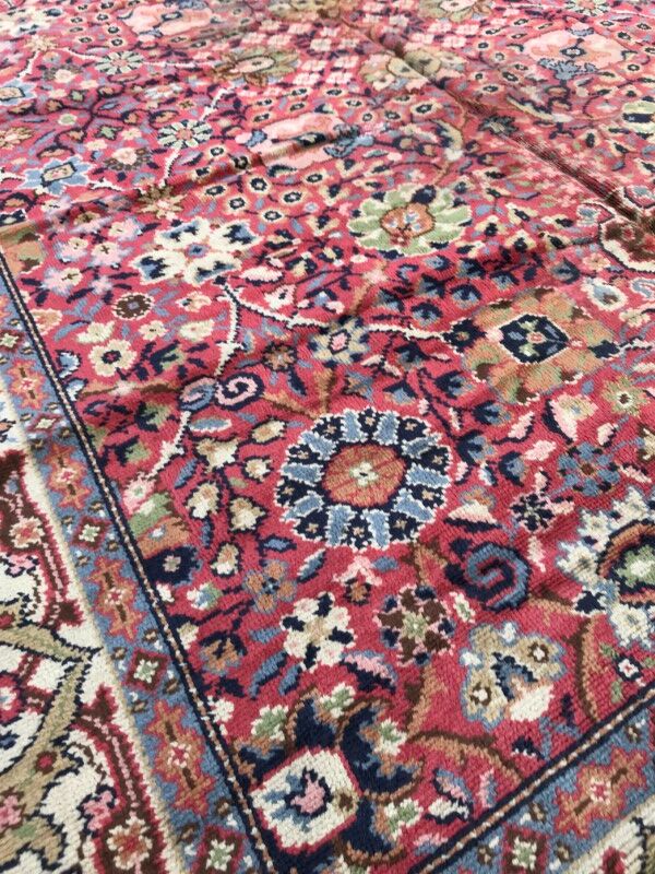 Old french carpet knotted 253 x 353 cm