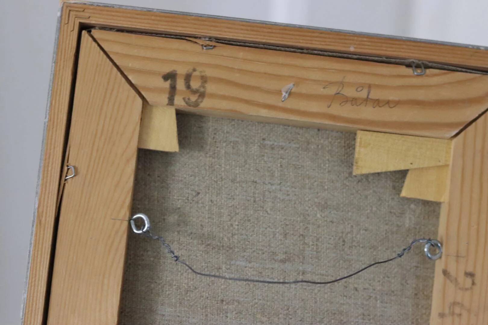 Original Swedish modernist oil on canvas from 1989 "Boats"