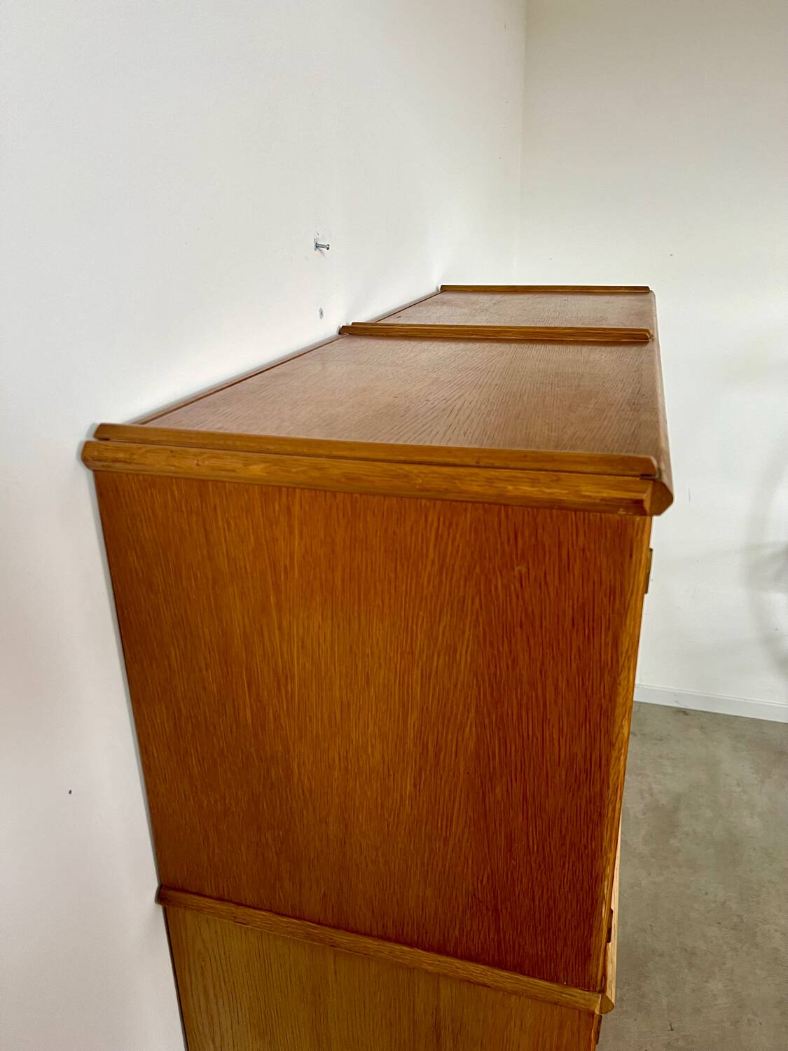 Old MD storage furniture bookcase design Martin Dupuis light oak 1950s vintage